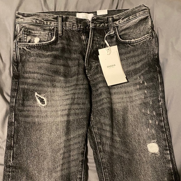 Ovadia Men’s Black Jeans with little rips - Picture 1 of 7